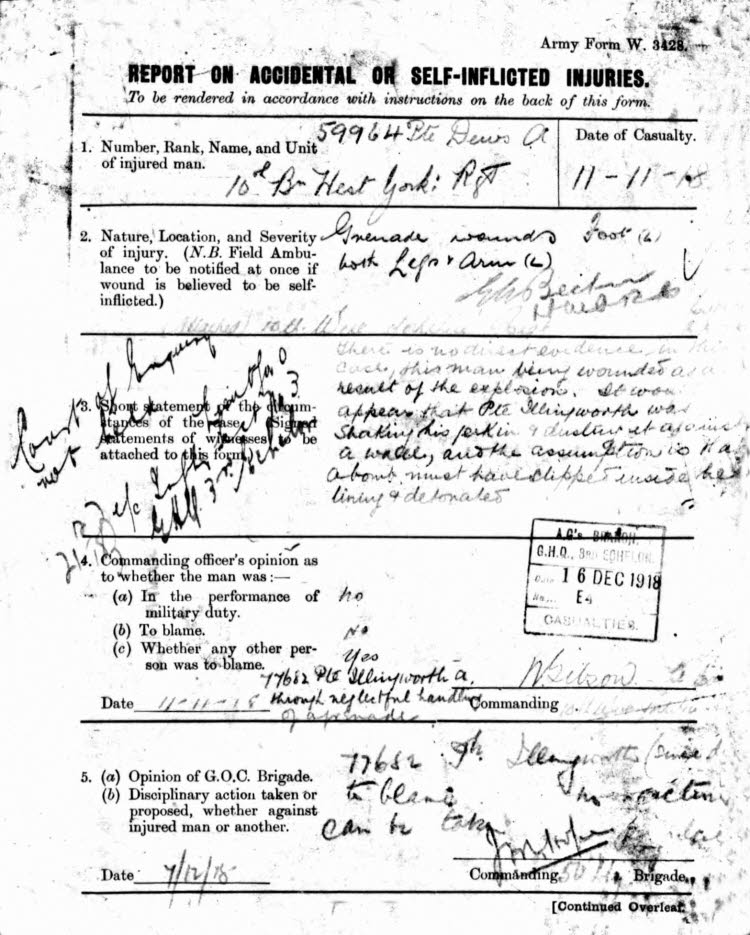 Arthur Dews Accidental Report