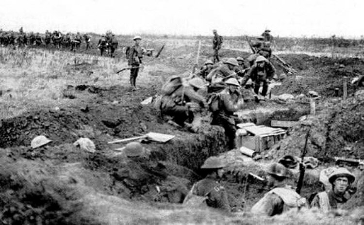 Captured German trench at Havrincourt 20th November 1917