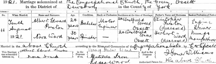 Nora Ward Marriage